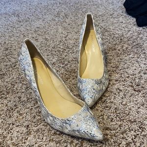 Stunning White & Silver Special Occasion Pumps
